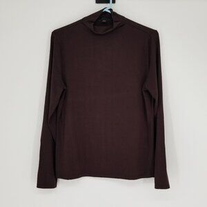 Ann Taylor Chocolate Brown Mock Turtleneck -L- Versatile Closet Staple, Stretchy